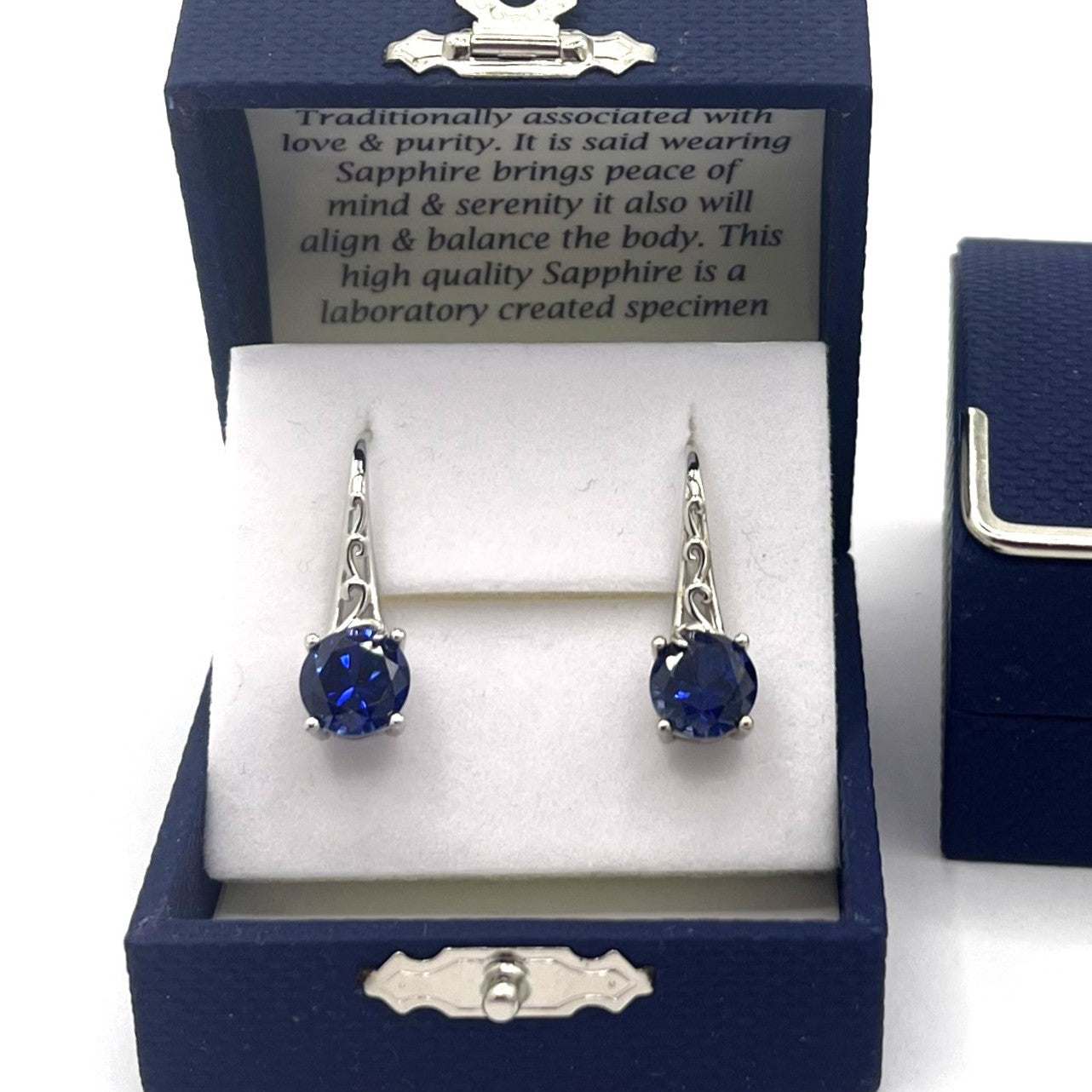 Sterling Silver Sapphire Fancy Solitaire Earrings